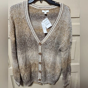 BP Brown Ombre Stripe Button Up Cardigan NWT